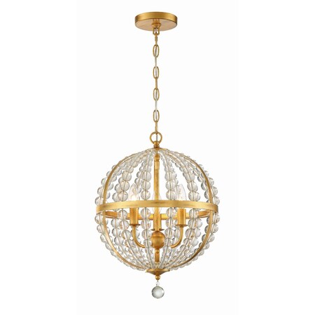 Crystorama Roxy 3 Light Antique Gold Chandelier ROX-A9003-GA